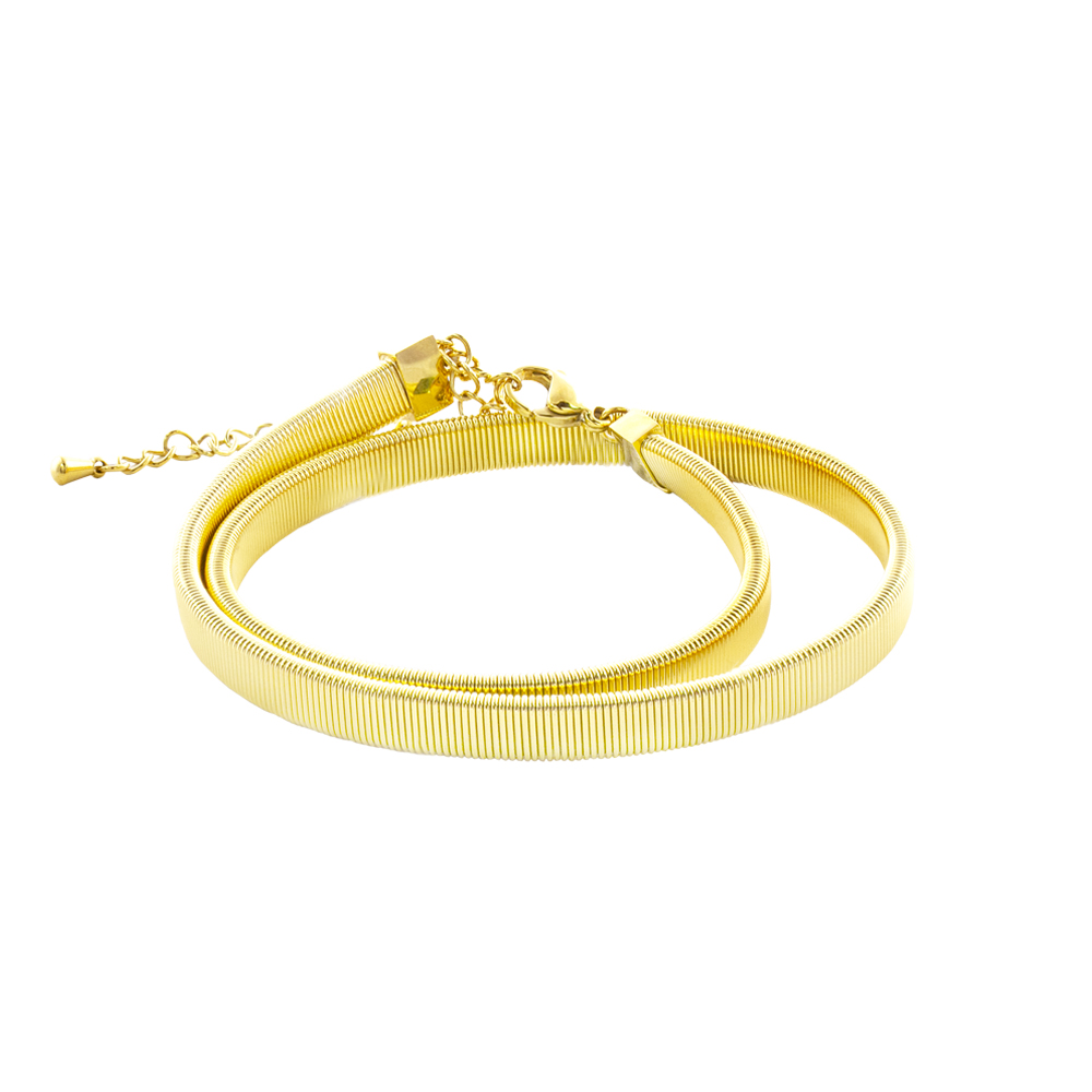02J27-00023 Βραχιόλι Madison ατσάλινο επίχρυσο διπλό 0.5 cm - Image 1