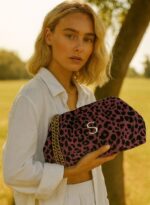 LEOPARD VELVET MAGENTA BUCKET BAG - Image 4