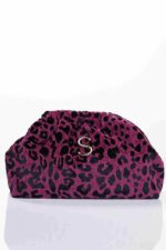 LEOPARD VELVET MAGENTA BUCKET BAG - Image 3