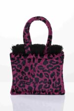 LEOPARD VELVET MAGENTA MINI TOTE BAG - Image 2