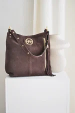 Chevie Δερμάτινη Τσάντα ώμου - Chocolate Suede - Image 2
