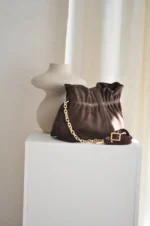 Nefeli Suede Δερμάτινο Pouch - Chocolate - Image 2
