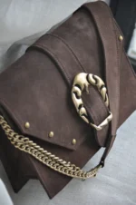 Briana Δερμάτινη Τσάντα ώμου - Chocolate Suede - Image 2