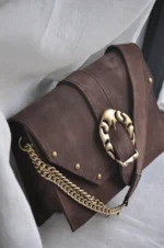 Briana Δερμάτινη Τσάντα ώμου - Chocolate Suede - Image 3