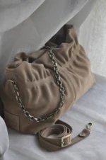 Nefeli Suede Δερμάτινο Pouch - Mocca - Image 3