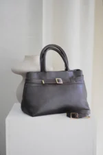 Emily 30 Δερμάτινη Τσάντα Χειρός - Dark Brown - Image 3