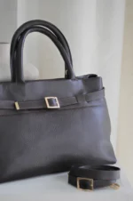 Emily 30 Δερμάτινη Τσάντα Χειρός - Dark Brown - Image 2