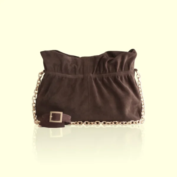 Nefeli Suede Δερμάτινο Pouch - Chocolate