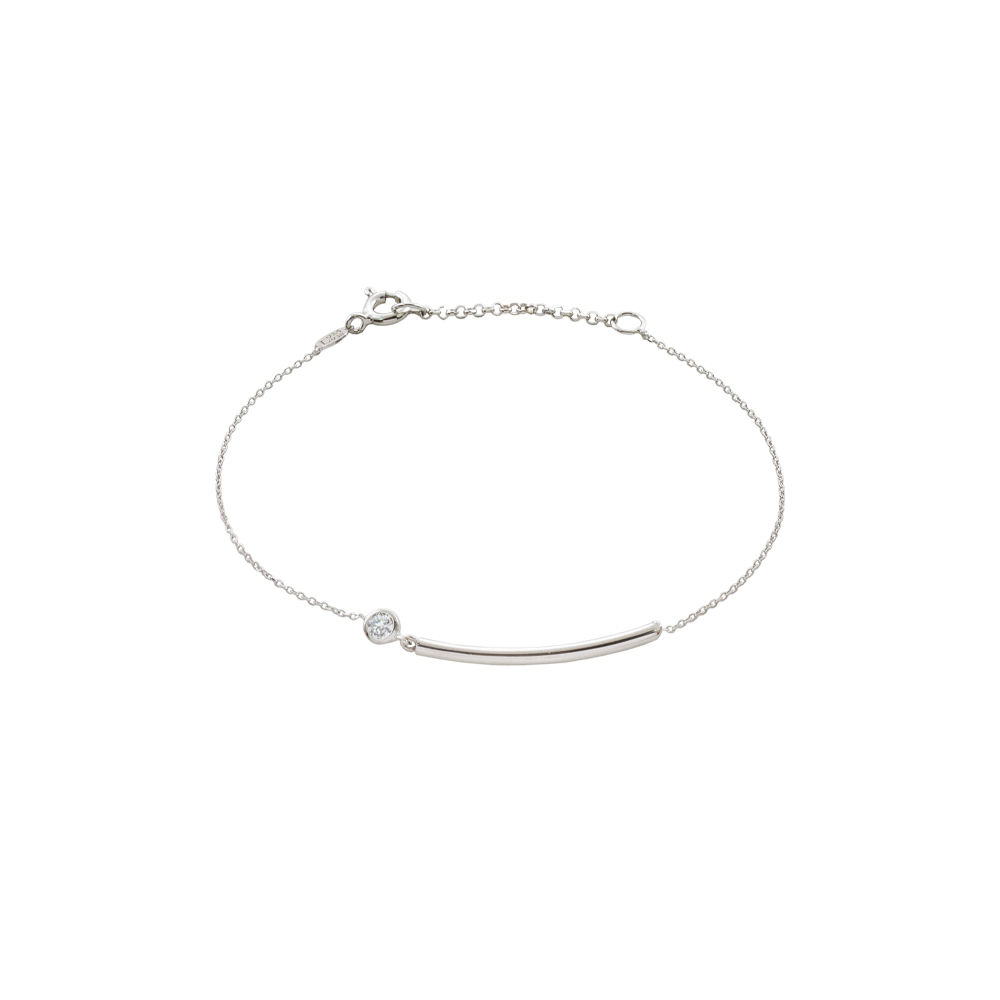 02L01-03468 Βραχιόλι Lovely ασημένιο με μπάρα και λευκό ζιργκόν - Image 1